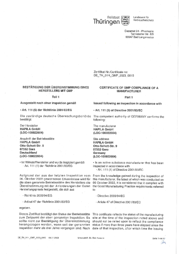GMP Certificates